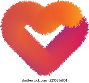 Colorful fluffy hearts. Fur heart. Vector isolated on white background. Fur hearts for valentines day.