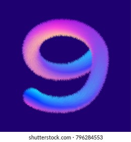 colorful fluffy number 9