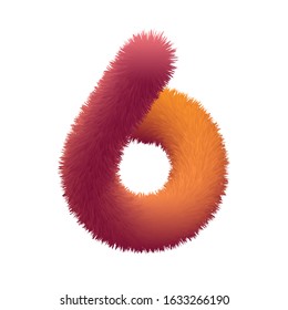 Colorful fluffy number vector, Fur number illustration