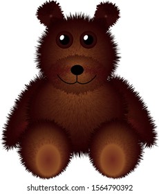 Colorful fluffy teddy bear character isolated on white background