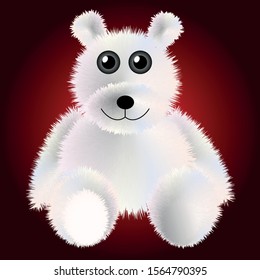 Colorful fluffy teddy bear character isolated on white background