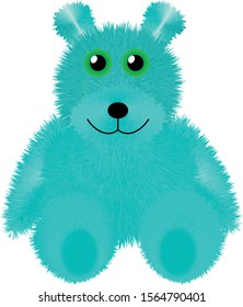 Colorful fluffy teddy bear character isolated on white background