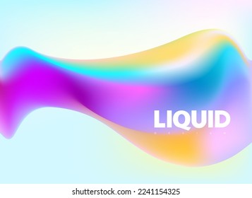 Formes colorées fluides en 3D. Éléments abstraits de dégradé liquide sur fond clair.