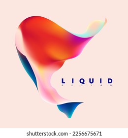 Colorful fluid 3D shapes. Abstract liquid gradient elements on white background.