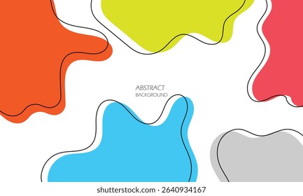 Colorful fluid abstract background with blue, yellow, and red solid color on white flat background. Eps10 . Vector  Illustration .  