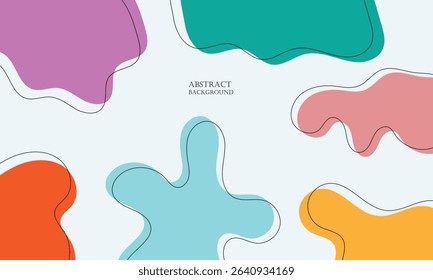 Colorful fluid abstract background with blue, yellow, and red solid color on white flat background. Eps10 . Vector  Illustration .  