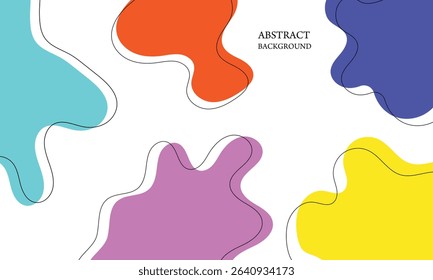 Colorful fluid abstract background with blue, yellow, and red solid color on white flat background. Eps10 . Vector  Illustration .  