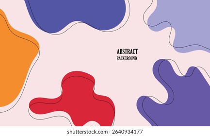 Colorful fluid abstract background with blue, yellow, and red solid color on white flat background. Eps10 . Vector  Illustration .  