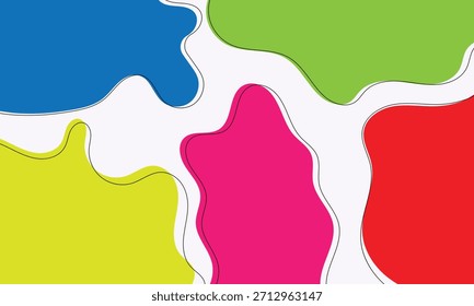 Fondo abstracto fluido colorido con color sólido azul, amarillo y rojo sobre fondo plano blanco. EPS 10. Ilustración vectorial .EPS 10 .