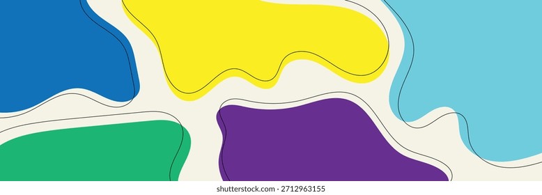 Colorful fluid abstract background with blue, yellow, and red solid color on white flat background. EPS 10 . Vector Illustration .EPS 10 .
