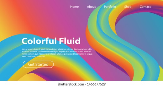 Colorful Fluid Abstract Landing Page Design with Gradient Background