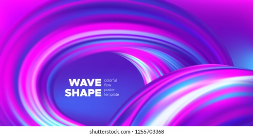Colorful Fluid Background. Abstract Wave Poster in Pink, Purple and Blue Colors. 3d Banner with Art Fluid Waves in Movement. Modern Landing Page Design, Brochure Concept. Vector Fluid Brush Strokes.