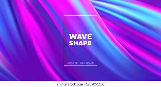 Colorful Fluid Background. Abstract Wave Poster in Pink, Purple and Blue Colors. 3d Banner with Art Fluid Waves in Movement. Modern Landing Page Design, Brochure Concept. Vector Fluid Brush Strokes.