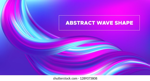 Colorful Fluid Background. Abstract Wave Poster in Pink, Purple and Blue Colors. 3d Banner with Art Fluid Waves in Movement. Modern Landing Page Design, Brochure Concept. Vector Fluid Brush Strokes.