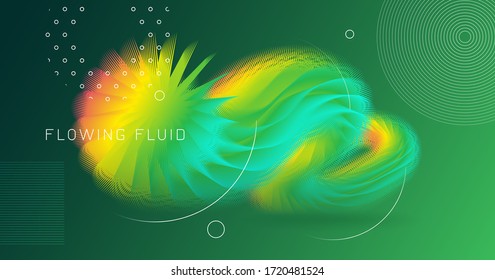 Farbvoller flüssiger Hintergrund. Dynamische Strömung. Farbverlauf-Muster. Vektor-Trendy-Fluid-Hintergrund. Kreative 3D-Abdeckung. Lebhaftes Design. Liquid Modern Template. Wellengrafischer Fluid-Hintergrund.