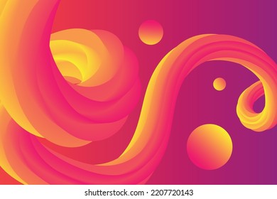 Fondo de líquido colorido sobre gradiente naranja y amarillo. 3d ondulación Futuritic Modern diseño abstracto de banner para papel de pared, afiche, cubierta, 
folleto, presentación, publicidad, página de inicio
