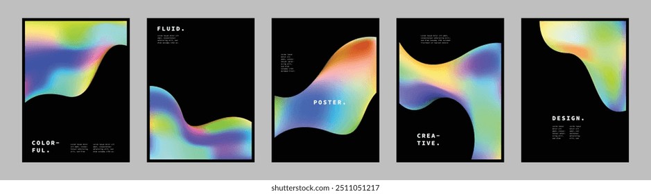 Conjunto de Plantilla de fondo fluido colorido. Paquete de diseño de póster líquido Abstractas. Elemento gráfico de Anuncio de moda. Para publicidad, presentación, Plantillas de redes sociales o branding.