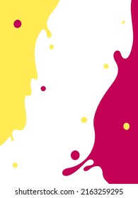 Fondo del líquido colorido. Frascos abstractos vectoriales con gotas jugosas. Ilustración brillante en colores amarillo y rosa. Diseño de fondo de escritorio para textura, decoración, envoltura, banners, promoción, marca y plantillas