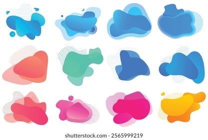 Colorful fluid blob shape. Abstract amoeba blob shape vector illustration. Collection of modern forms. 
Set of Round liquid stain, aqua spot, Pebble, doodle drops, irregular blotch shapes elements.