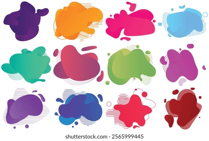 Colorful fluid blob shape. Abstract amoeba blob shape vector illustration. Collection of modern forms. 
Set of Round liquid stain, aqua spot, Pebble, doodle drops, irregular blotch shapes elements.