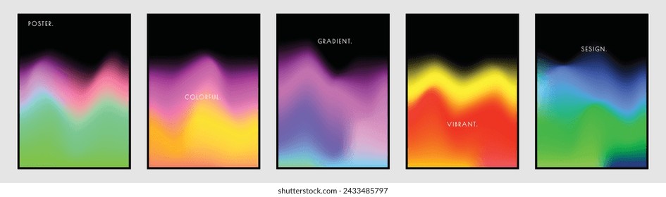Colorful fluid color gradient mesh background template copy space set for branding poster, banner, flyer, cover, leaflet, brochure, presentation, or catalog.