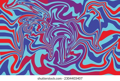 Colorful fluid curved lines seamless pattern. Abstract striped background, dynamical ripple surface, illusion of movement. Retro 80-90's fashion style, rainbow colors. - Stock