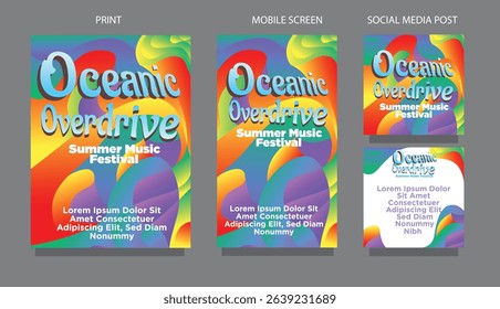 Colorful Fluid Design  Modern Abstract Background for Music and Summer Themes. fluid design template multiple platform for print, mobile screen and social media post vector illustration