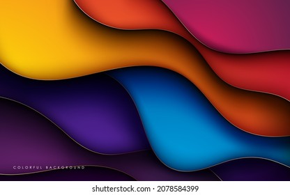 Fondo colorido de la dimensión del líquido. Gradiente suave con efecto de línea dorada.