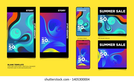 Colorful Fluid and Flow Summer Sale 50% discount Background. The Template can use for, landing page, template, ui, web, homepage, poster, banner, flyer.
