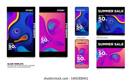 Colorful Fluid and Flow Summer Sale 50% discount Background. The Template can use for, landing page, template, ui, web, homepage, poster, banner, flyer.
