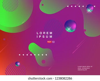 Colorful fluid geometric background. Liquid, flow, fluid background. Fluid 3d shapes composition. Modern abstract cover. Eps 10 vector