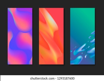 Colorful fluid gradient banner vector set