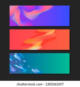 Colorful fluid gradient banner vector set