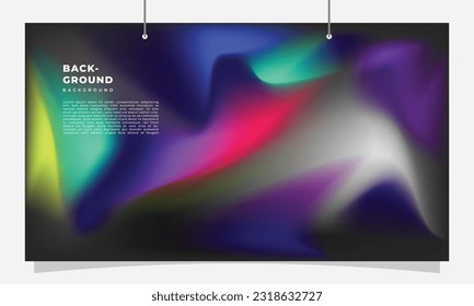 Colorful fluid gradient mesh background template copy space. Dynamic colour gradation backdrop design fo poster, landing page, banner, leaflet, pamphlet, cover, or magazine.
