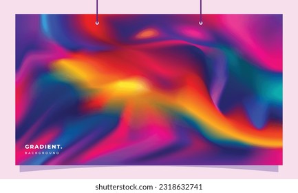 Colorful fluid gradient mesh background template copy space. Dynamic colour gradation backdrop design fo poster, landing page, banner, leaflet, pamphlet, cover, or magazine.