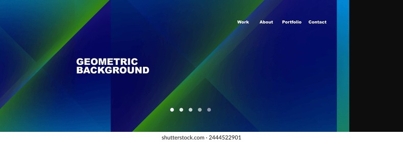 Bunte Flüssigkeits-Gradienten-Dreiecke und Quadrate Website Vorlage. Vektorillustration für Bildschirmhintergrund, Banner, Hintergrund, Karte, Buchabbildung, Zielseite