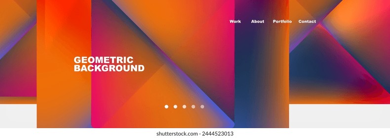 Colorful fluid gradient triangles and squares web site template. Vector Illustration For Wallpaper, Banner, Background, Card, Book Illustration, landing page