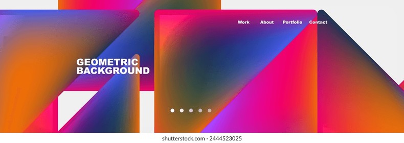 Colorful fluid gradient triangles and squares web site template. Vector Illustration For Wallpaper, Banner, Background, Card, Book Illustration, landing page