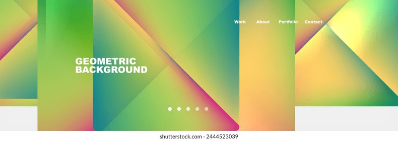 Colorful fluid gradient triangles and squares web site template. Vector Illustration For Wallpaper, Banner, Background, Card, Book Illustration, landing page