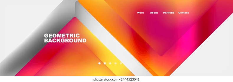 Colorful fluid gradient triangles and squares web site template. Vector Illustration For Wallpaper, Banner, Background, Card, Book Illustration, landing page