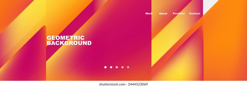 Colorful fluid gradient triangles and squares web site template. Vector Illustration For Wallpaper, Banner, Background, Card, Book Illustration, landing page