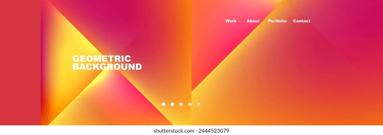 Colorful fluid gradient triangles and squares web site template. Vector Illustration For Wallpaper, Banner, Background, Card, Book Illustration, landing page