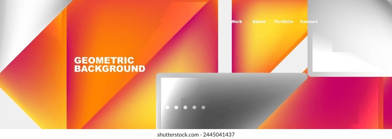 Colorful fluid gradient triangles and squares web site template. Vector Illustration For Wallpaper, Banner, Background, Card, Book Illustration, landing page