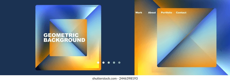 Colorful fluid gradient triangles and squares web site template. Vector Illustration For Wallpaper, Banner, Background, Card, Book Illustration, landing page