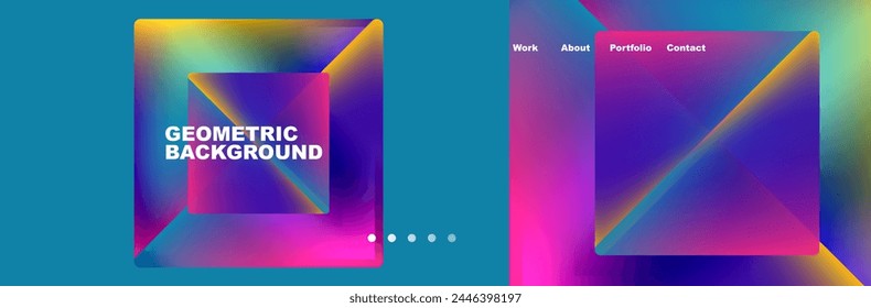 Colorful fluid gradient triangles and squares web site template. Vector Illustration For Wallpaper, Banner, Background, Card, Book Illustration, landing page