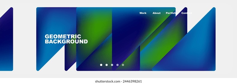 Colorful fluid gradient triangles and squares web site template. Vector Illustration For Wallpaper, Banner, Background, Card, Book Illustration, landing page