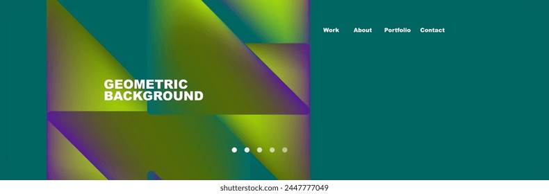 Colorful fluid gradient triangles and squares web site template. Vector Illustration For Wallpaper, Banner, Background, Card, Book Illustration, landing page