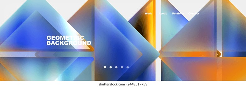 Colorful fluid gradient triangles and squares web site template. Vector Illustration For Wallpaper, Banner, Background, Card, Book Illustration, landing page