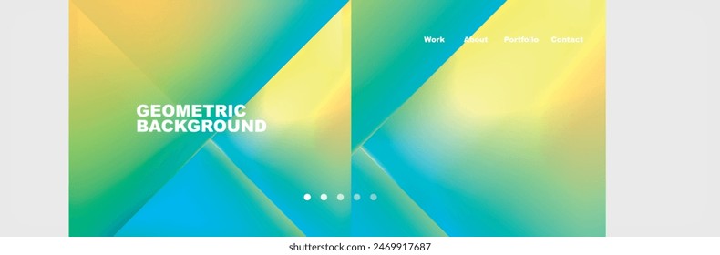 Colorful fluid gradient triangles and squares web site template. Vector Illustration For Wallpaper, Banner, Background, Card, Book Illustration, landing page