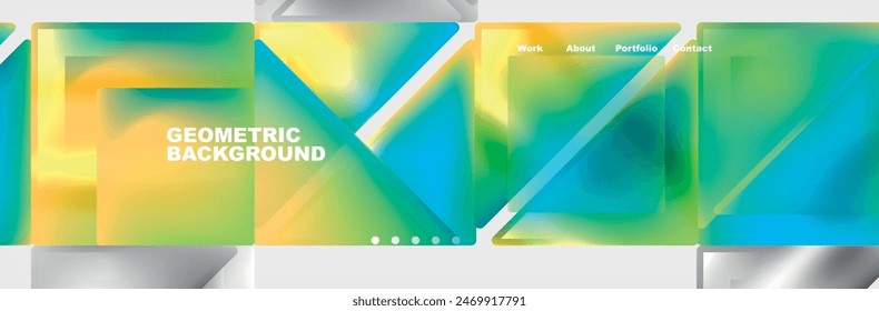 Colorful fluid gradient triangles and squares web site template. Vector Illustration For Wallpaper, Banner, Background, Card, Book Illustration, landing page